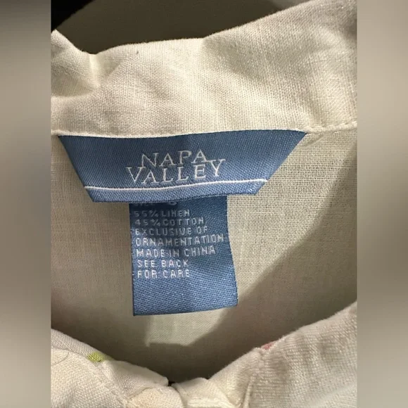 Napa Valley Size S Linen/Cotton Short Sleeve Button Down Shirt EUC - Picture 3 of 7